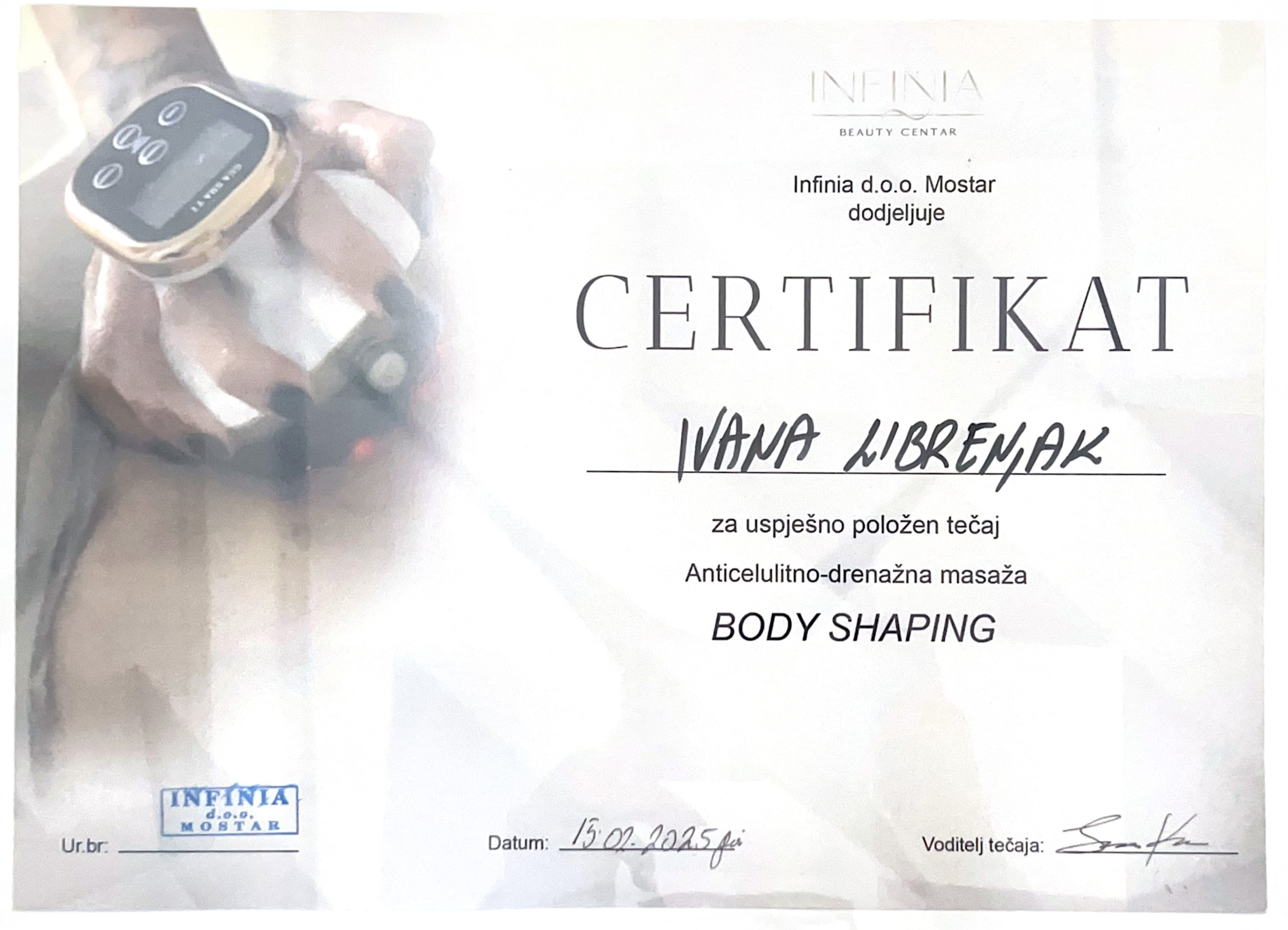 Certifikat stručne edukacije centra Tonus